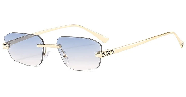 Cheetah Decorative Frameless Polygonal Sunglasses, Retro Simple Women's Sunglasses, Personality Gradient Color Men's Sunglasses.