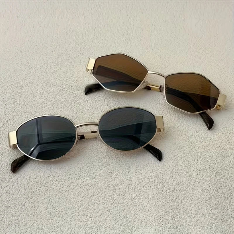 2-pack of elliptical and polygonal fashion trend glasses, unisex and versatile for all styles