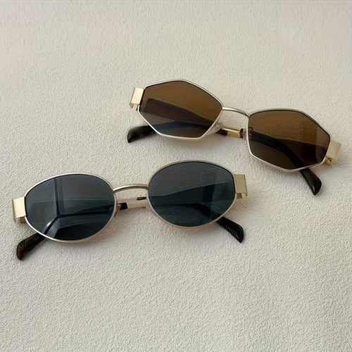 2-pack of elliptical and polygonal fashion trend glasses, unisex and versatile for all styles