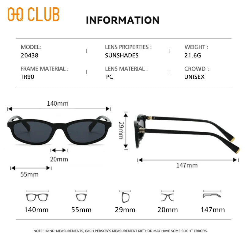 O-Q CLUB Women's Sunglasses Eyepieces Square Brand Designer Men Sun Glasses Man Style Eyewear Lunette Sunglass Woman Lenses Male