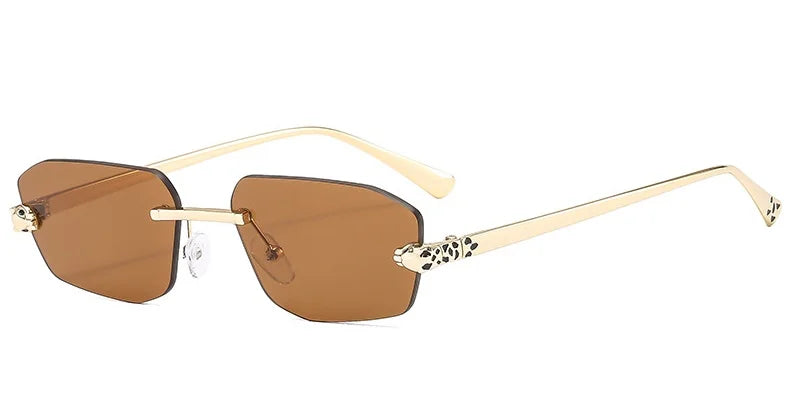 Cheetah Decorative Frameless Polygonal Sunglasses, Retro Simple Women's Sunglasses, Personality Gradient Color Men's Sunglasses.