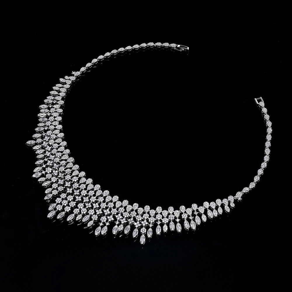 2024 New 4-piece African Blue Bridal Jewelry Set New Fashion Dubai Necklace Set Women's Wedding Party Accessories