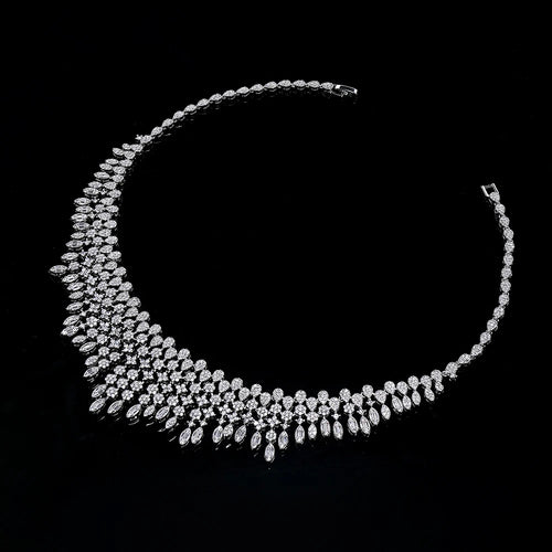 2024 New 4-piece African Blue Bridal Jewelry Set New Fashion Dubai Necklace Set Women's Wedding Party Accessories