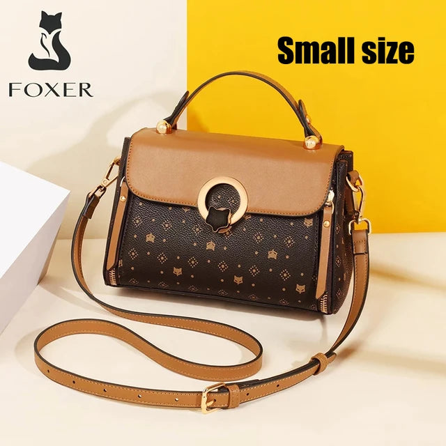 FOXER Women's Shoulder Bag Vintage Signature Tote Bag 2025 Luxury Fashion Female Handbag Crossbody Purse