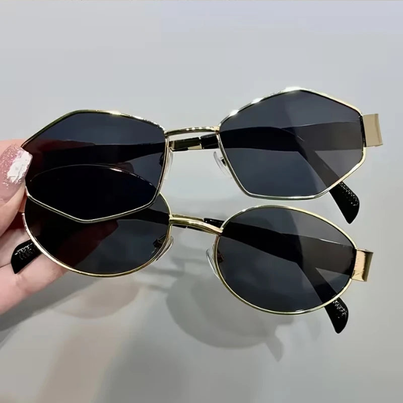 2-pack of elliptical and polygonal fashion trend glasses, unisex and versatile for all styles