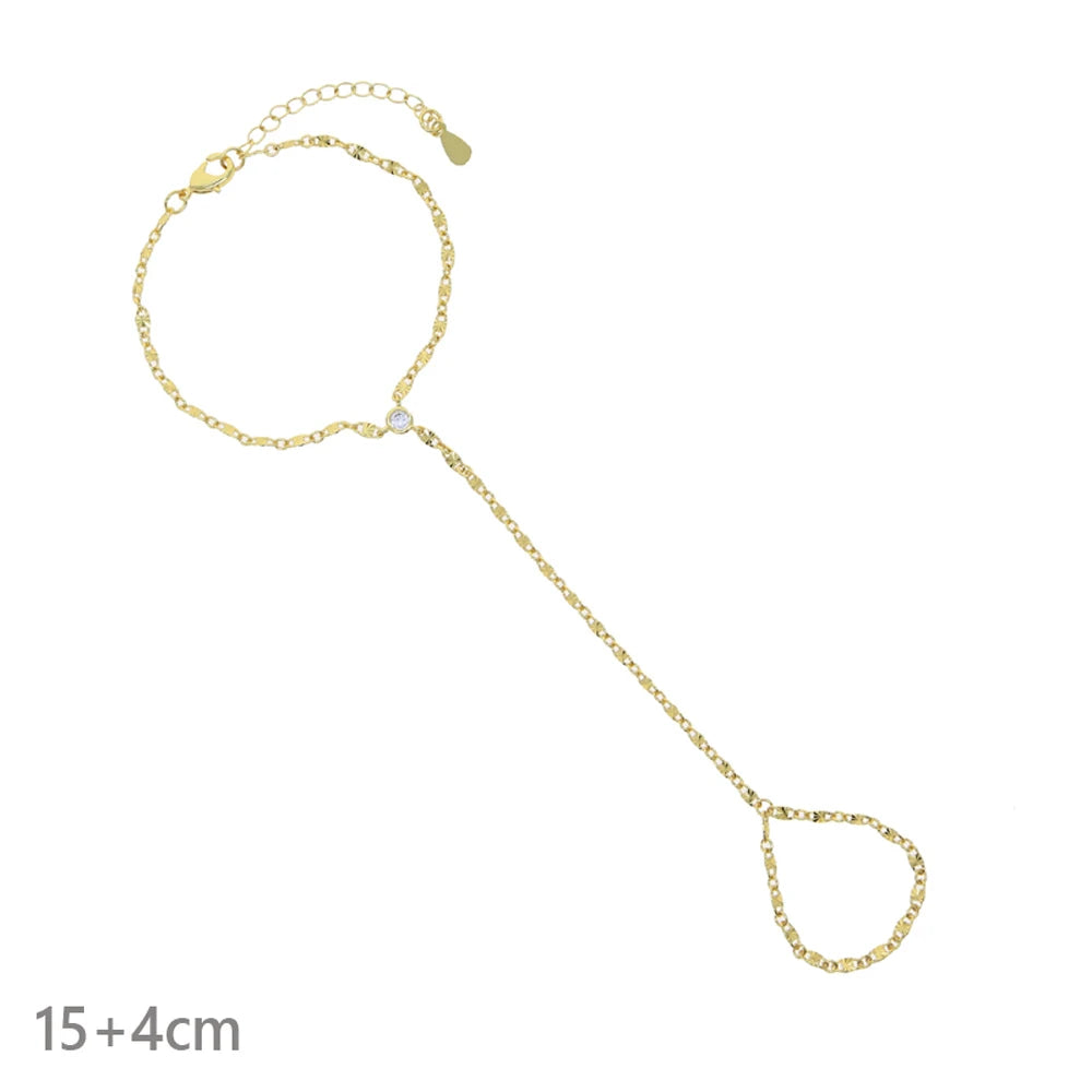 2025 New Micro Pave Clear CZ Tassel Hand Chain Bracelet Gold Color With Round CZ Station Double Chain Fashion Women Jewelry