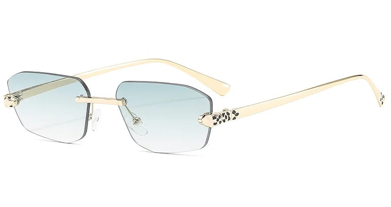 Cheetah Decorative Frameless Polygonal Sunglasses, Retro Simple Women's Sunglasses, Personality Gradient Color Men's Sunglasses.