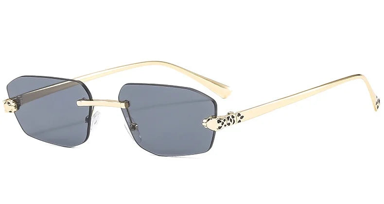 Cheetah Decorative Frameless Polygonal Sunglasses, Retro Simple Women's Sunglasses, Personality Gradient Color Men's Sunglasses.